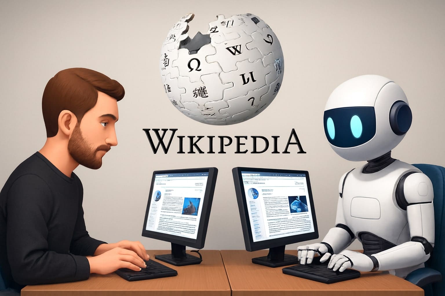 Wikipedie: Jak moc se změnila návštěvnost lidmi vs. AI návštěvnost