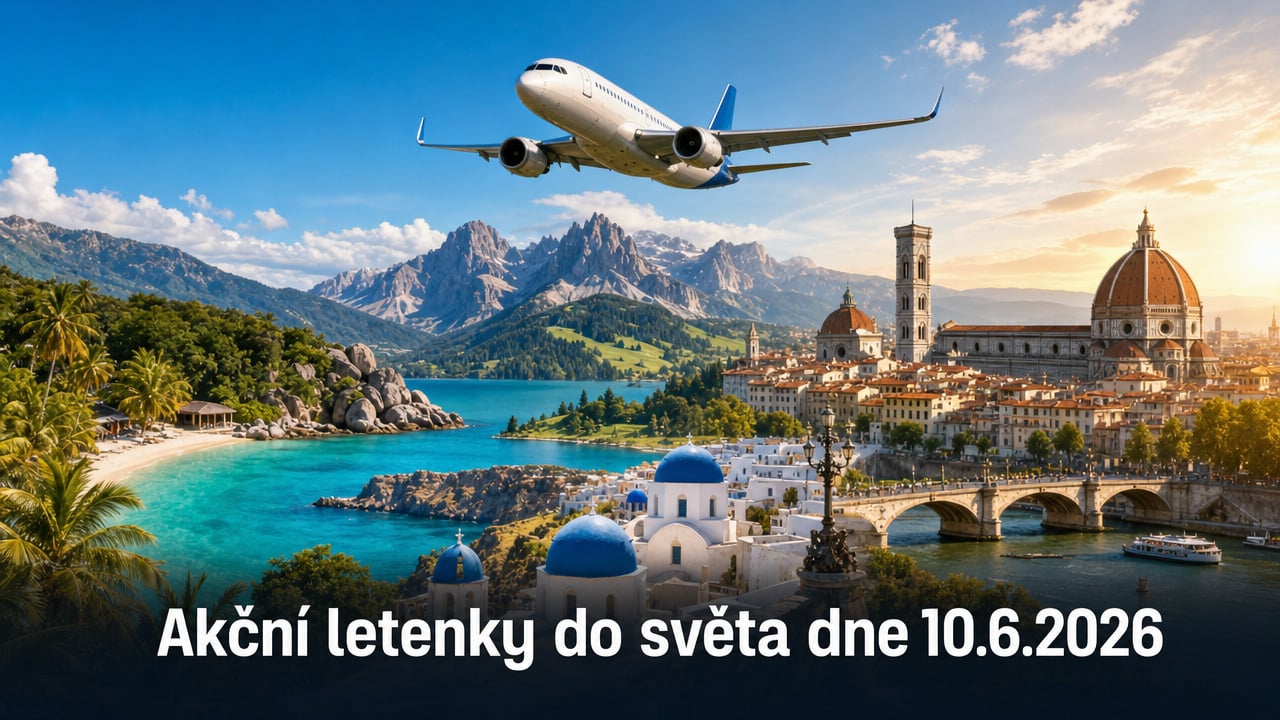 🔥 Akční letenky 10.6.2026: Evropa i exotika od 900 Kč! Kam vyrazit levně?
