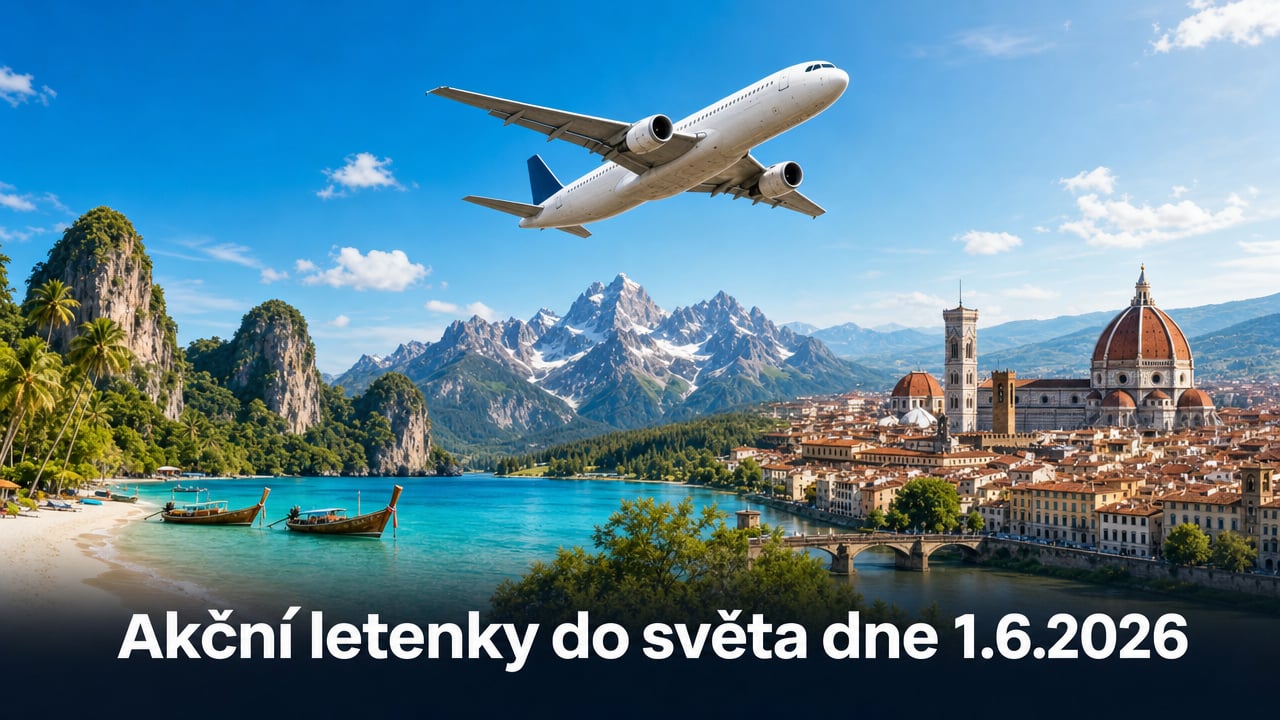 🔥 Akční letenky 1.6.2026: 551 tipů, jak levně do světa z Prahy, Vídně i Bratislavy