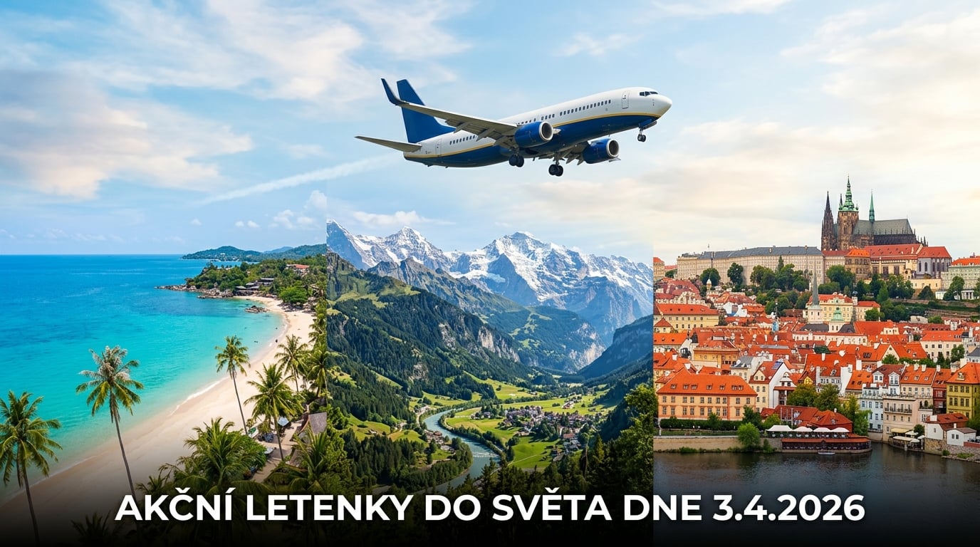 🔥 Akční letenky 3.4.2026: 545 tipů, jak levně vyrazit do světa