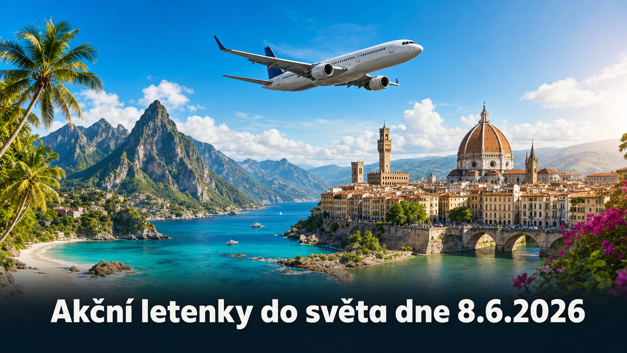 🔥 Akční letenky 8.6.2026: 600 tipů, jak levně do světa už od 900 Kč!