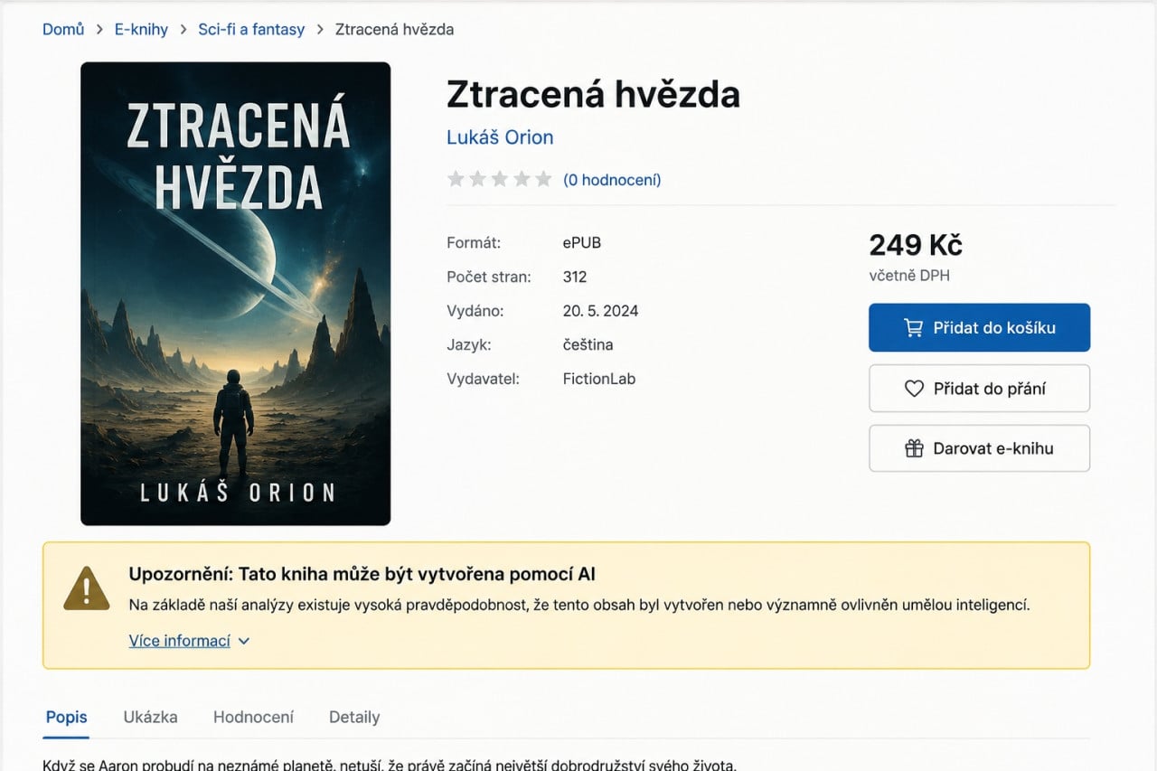Internet zaplavily falešné biografie od umělé inteligence. Prodávají se pod jmény skutečných autorů