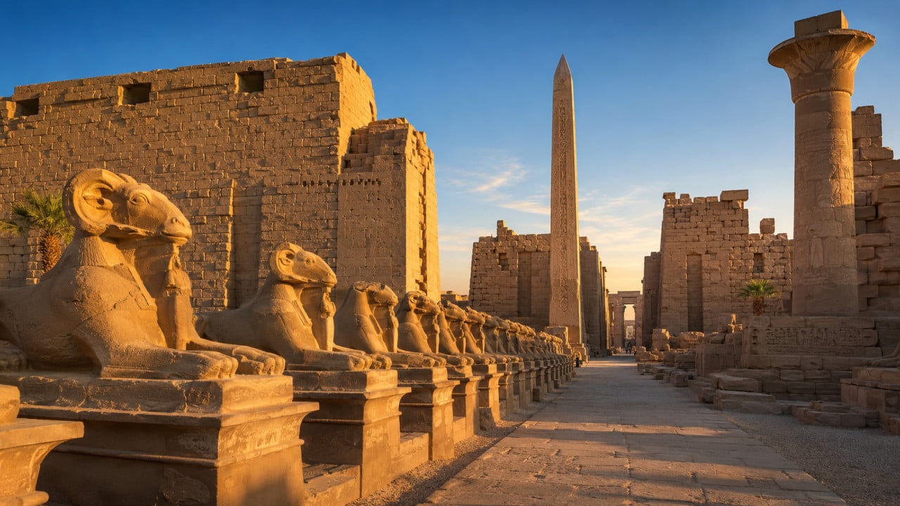 Chrám Karnak v Egyptě: obří sloupy, alej sfing a místo, které stavěli faraoni dva tisíce let
