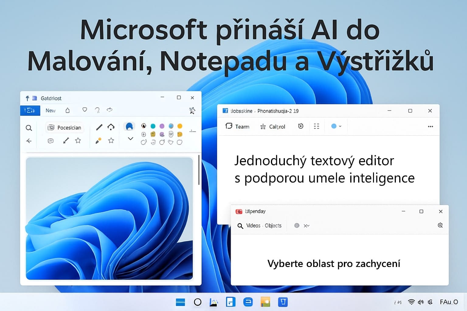 Microsoft přináší AI do Malování, Notepadu a Výstřižků