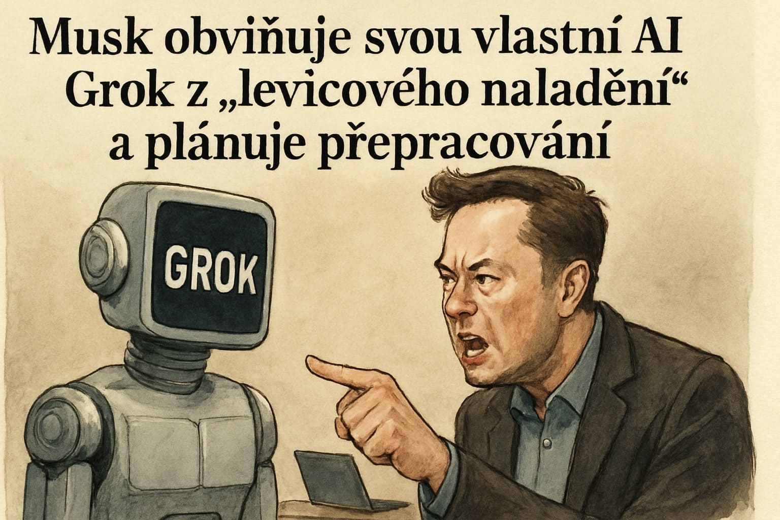 Musk obviňuje svou vlastní AI Grok z "levicového naladění" a plánuje přepracování