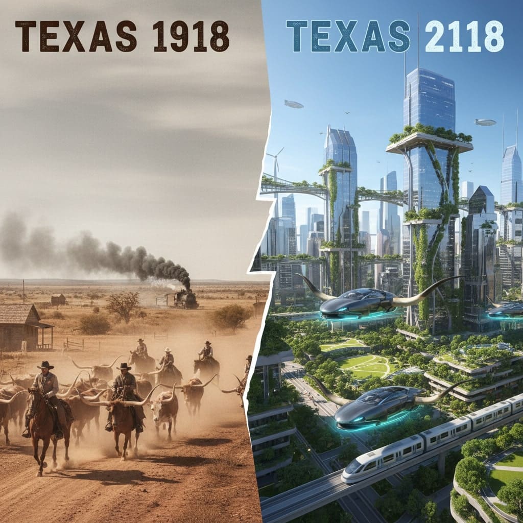 Příběh dvou Texasů: 1918 a 2118